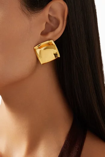 Cube Earrings in 18kt Gold-plated Brass