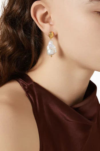 Seed Pearl Drop Earrings in 18kt Gold-plated Brass