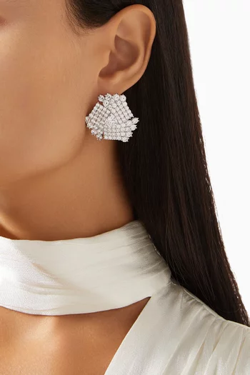 Swirl Cluster Shaped Earrings in Plated Silver