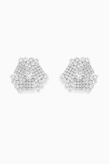 Swirl Cluster Shaped Earrings in Plated Silver
