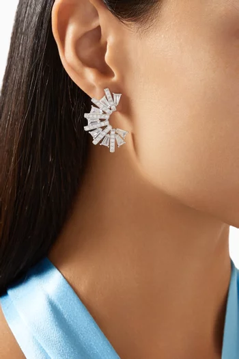 Glam Sunburst Earrings in Rhodium-plated Brass