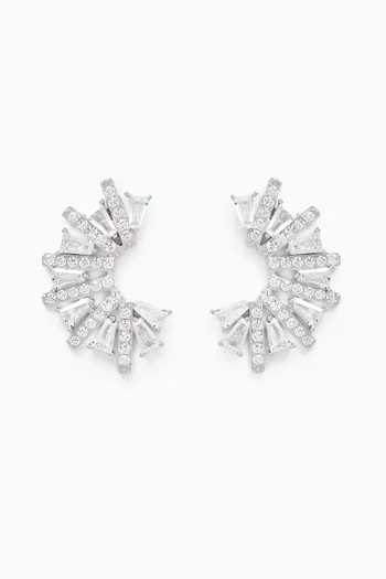 Glam Sunburst Earrings in Rhodium-plated Brass