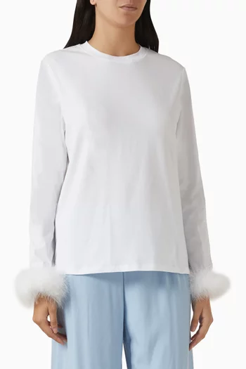 Detachable-feathers T-shirt in Stretch Cotton Jersey