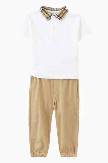 Check-collar Polo Shirt in Cotton Piqué