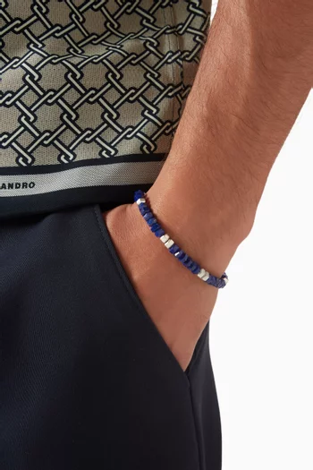 Spiritual Hex Lapis Beaded Bracelet in Sterling Silver