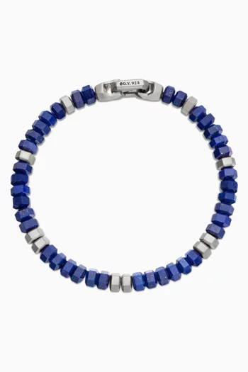 Spiritual Hex Lapis Beaded Bracelet in Sterling Silver