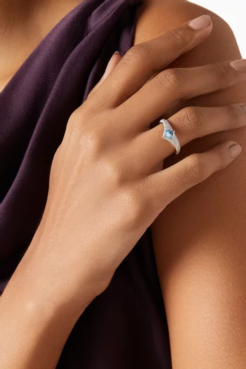 Selene Tidal Diamond & Topaz Ring in 18kt White Gold