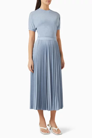 Semele Pleated Midi Dress in Lurex Jersey