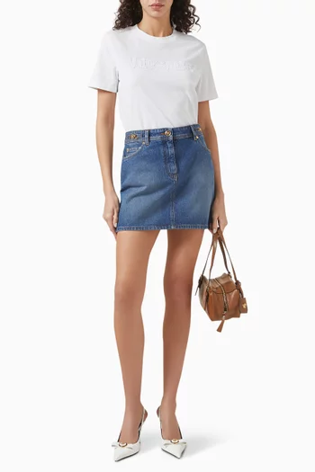 تي شيرت مطرز بشعار الماركة قطن جيرسيه