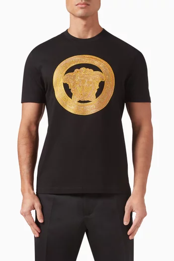Embroidered Medusa T-shirt in Cotton