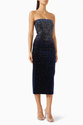 Crystal-embellished Midi Dress in Velvet