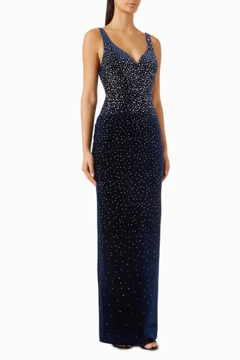 Singlet Crystal-embellished Gown in Velvet