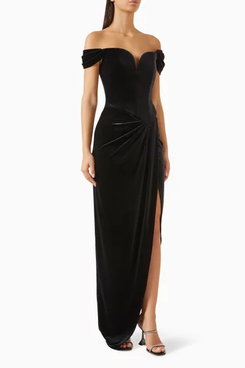 Corset Drape Gown in Velvet