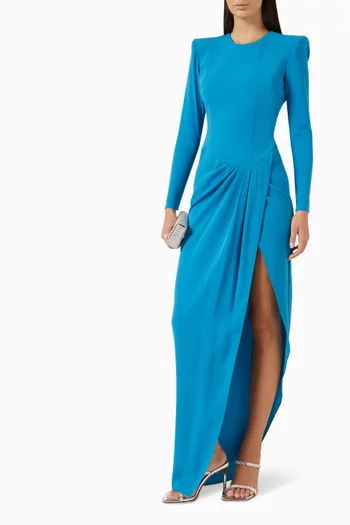 Asymmetrical Drape Gown in Crepe