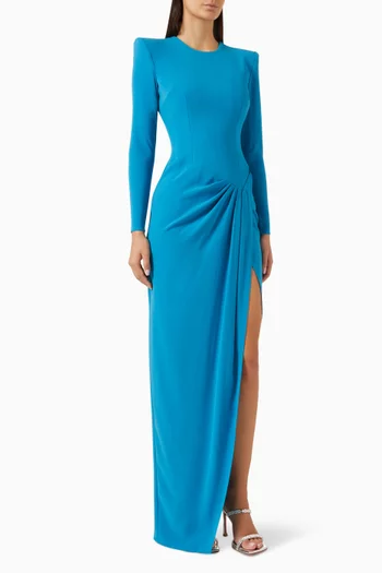 Asymmetrical Drape Gown in Crepe