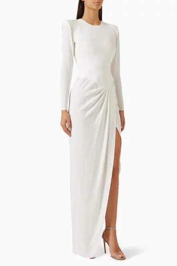 Asymmetrical Drape Gown in Crepe