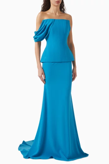 Off-shoulder Corset Gown in Crepe