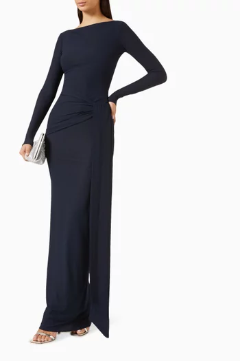Twist Column Gown in Crepe Jersey