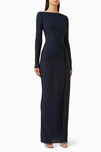 Twist Column Gown in Crepe Jersey