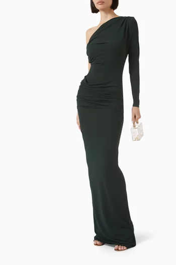 Asymmetric Drape Gown in Crepe Jersey