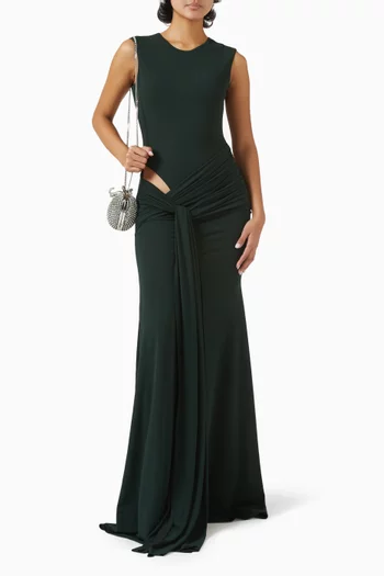 Cut-out Wrap Gown in Crepe Jersey