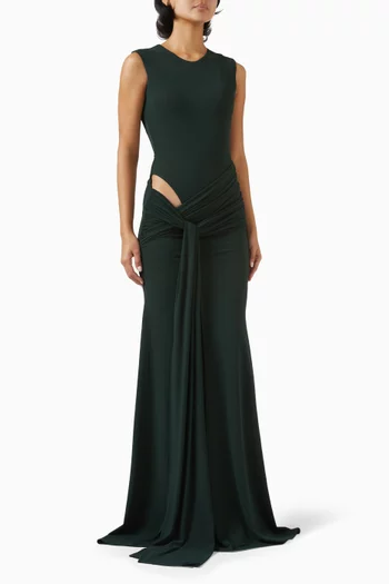 Cut-out Wrap Gown in Crepe Jersey