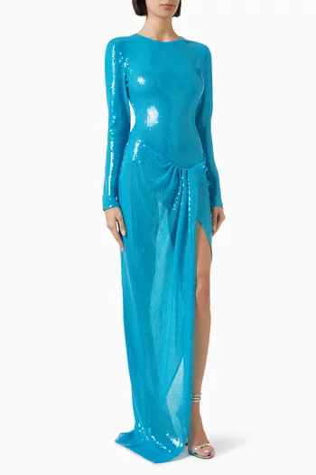 Sequin-embellished Wrap Gown