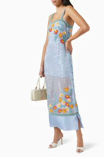 Sunny Embellished Midi Dress in Silk