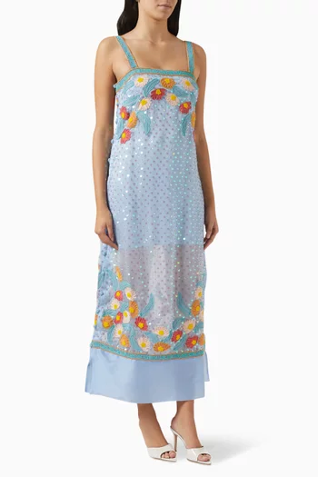 Sunny Embellished Midi Dress in Silk