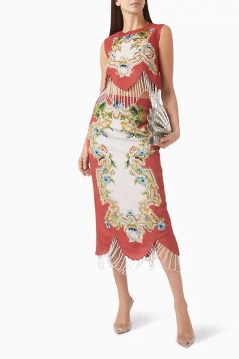 Pollination Tassel Crop Top in Silk Blend
