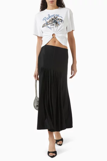 تي شيرت مزين بطبعة وحلية دائرية قطن