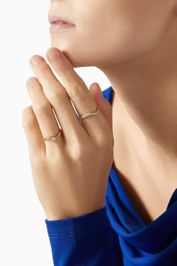 خاتم بتصميم ملفوف مرصع بكريستال بشكل كمثرى فضة إسترلينية مطلية ذهب عيار 18