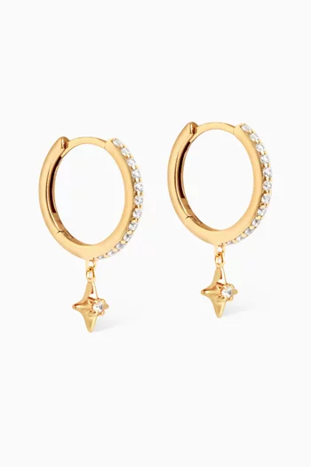 Star Crystal Charm Hoops in 18kt Gold-plated Sterling Silver