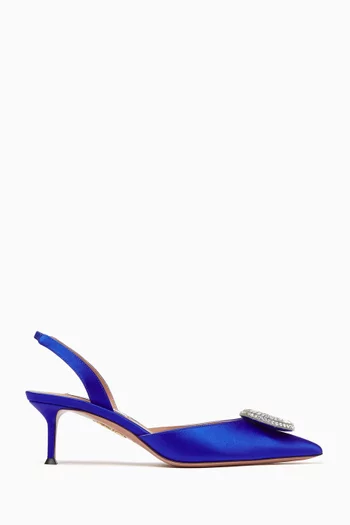 Crystal 50 Hoop Slingback Pumps in Satin