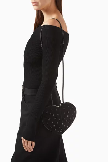 Le Coeur Crystal Crossbody Bag in Suede