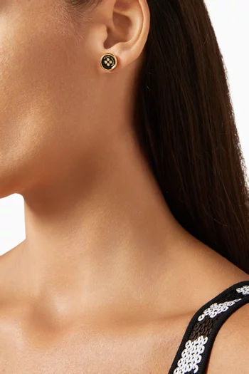 The Button Stud Earrings in Gold-plated Brass