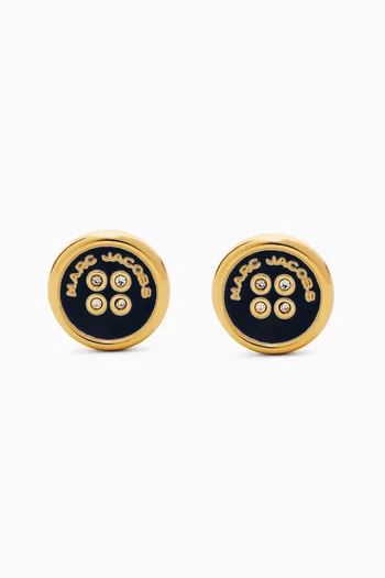 The Button Stud Earrings in Gold-plated Brass