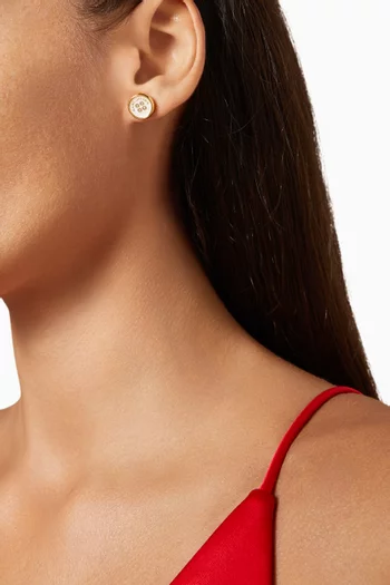 The Button Stud Earrings in Gold-plated Brass