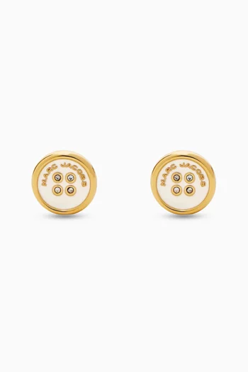 The Button Stud Earrings in Gold-plated Brass