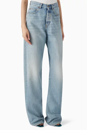 V-waist Baggy Jeans in Denim
