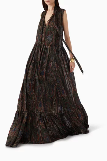 Lavallière Maxi Dress in Silk Georgette
