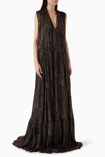 Lavallière Maxi Dress in Silk Georgette