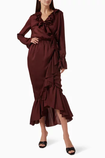 Wrap Maxi Dress in Silk Charmeuse