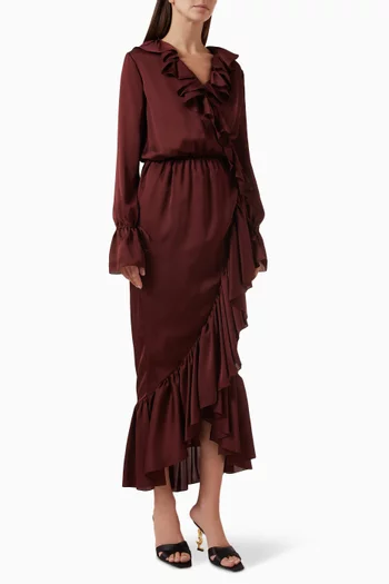 Wrap Maxi Dress in Silk Charmeuse