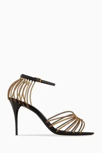 Babylone 90 Chain Sandals in Leather