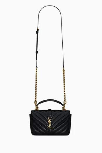 حقيبة كتف كوليج ميني بتصميم مبطن بسلسلة جلد