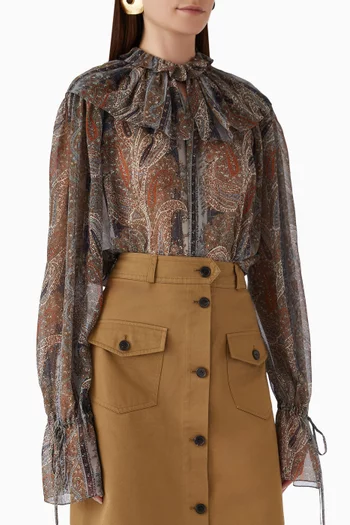 Sheer Paisley Blouse in Silk Georgette