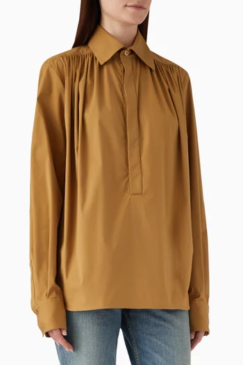 Gathered Blouse in Cotton Satin
