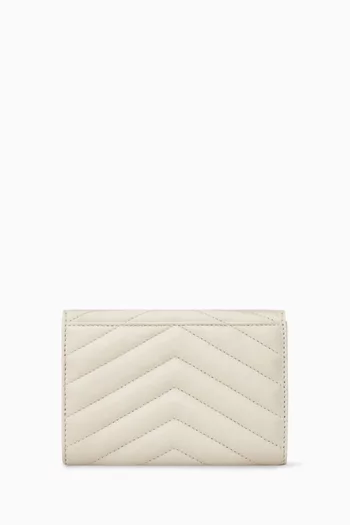 Small Cassandre Matelassé Envelope Wallet in Grain de Poudre Leather
