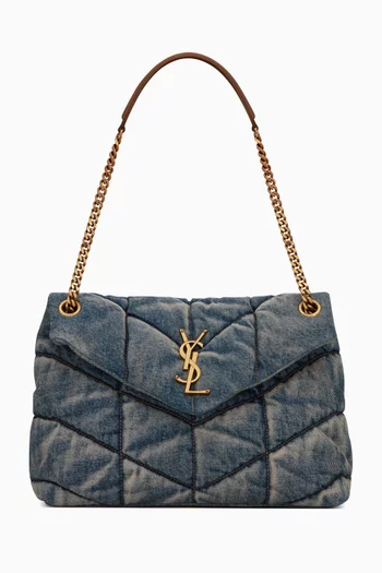 Medium Loulou Puffer Bag in Quilted Vintage Denim